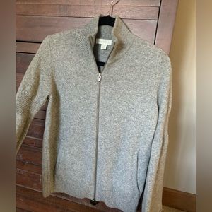 Womens Gray Full-Zip Knit Jacket